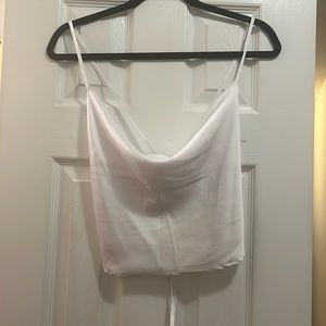 White Silk Cropped Top